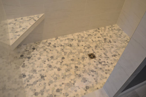 Finished shower floor and bench