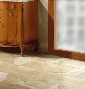 Matte and Shiny Ceramic Wall Tile With Matching Porcelain Floor Tile