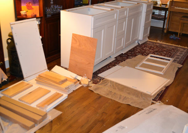 The cabinets required some assembly.