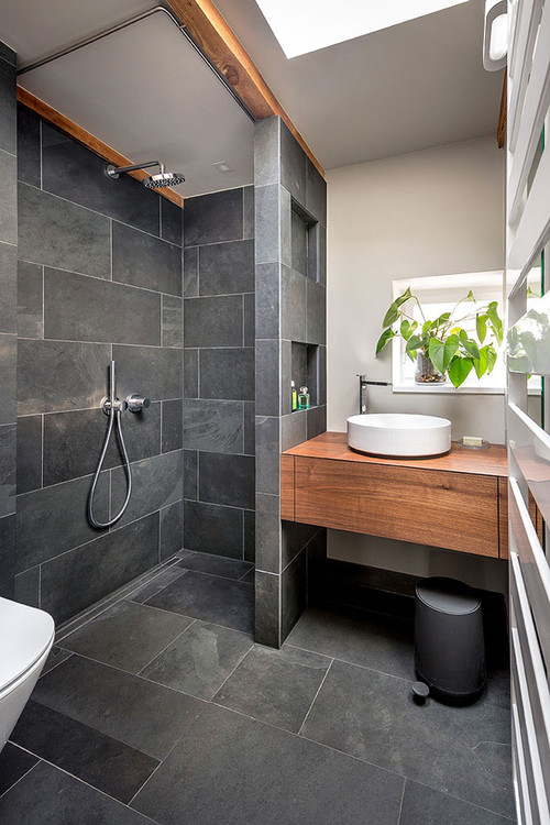 Big Tile Or Little How To Design, Black Bathroom Tiles Design