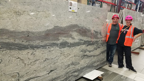 The granite Warren chose for the counter top.