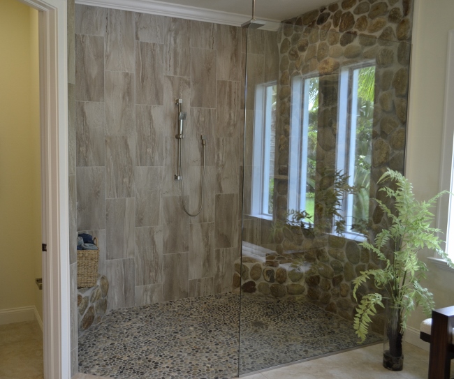 How To Use Pebbles And Penny Mosaics, Pebble Stone Backsplash Bathroom