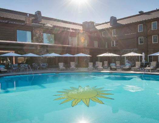The Sun Valley Lodge has its logo in its pool.