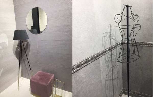 You can use two different colors of tiles to showcase a feature wall