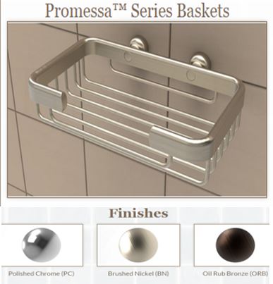 TileWare Promessa Bathroom Fixtures Series Luxurious Soap and Shampoo Basket 